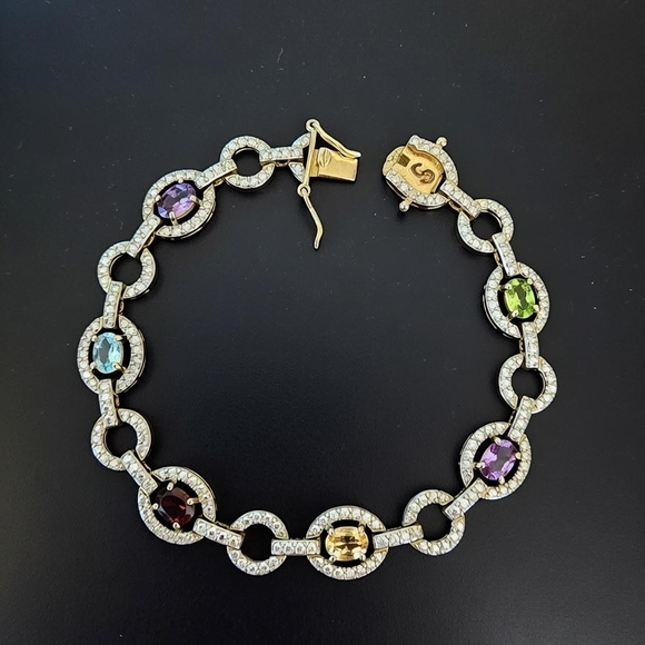 Ross-Simons Jewelry - Ross-Simons Multi-Gemstone Sterling Silver Bracelet Back Is Gold Vermeil Jewelry